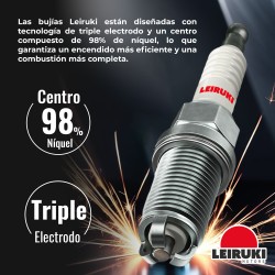 Bujia C9E Triple electrodo para motocicleta Leiruki