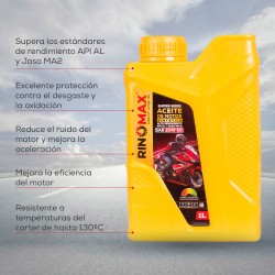 Aceite para motocicleta 4t-1L 20w50 sintetico API SL Jaso MA2 Rinomax 8000
